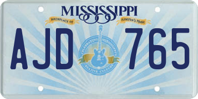 MS license plate AJD765
