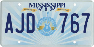MS license plate AJD767
