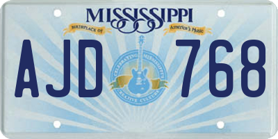 MS license plate AJD768