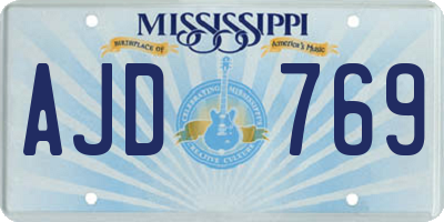 MS license plate AJD769