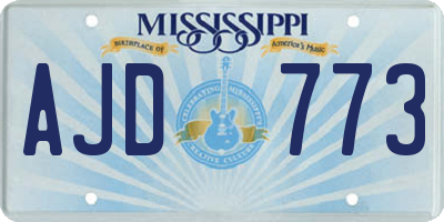 MS license plate AJD773