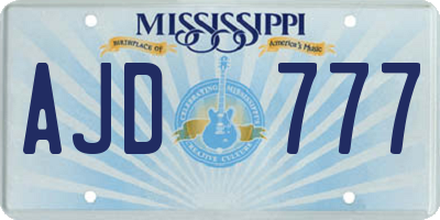MS license plate AJD777