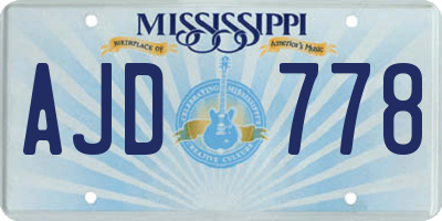 MS license plate AJD778