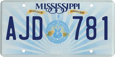 MS license plate AJD781