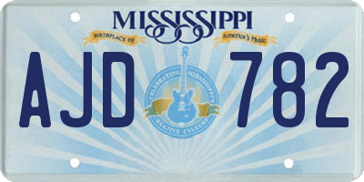 MS license plate AJD782