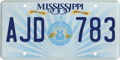 MS license plate AJD783