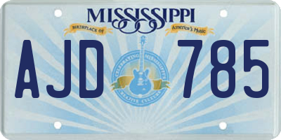 MS license plate AJD785
