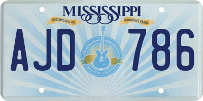 MS license plate AJD786