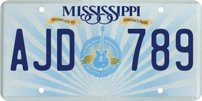 MS license plate AJD789