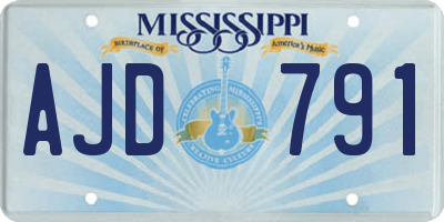 MS license plate AJD791