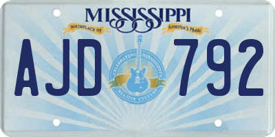 MS license plate AJD792