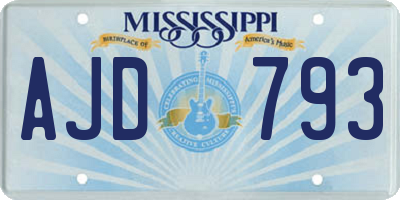 MS license plate AJD793