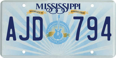 MS license plate AJD794