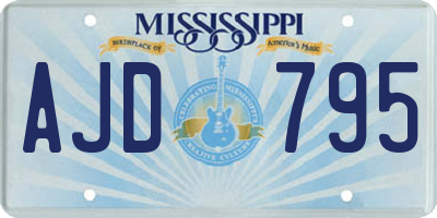 MS license plate AJD795