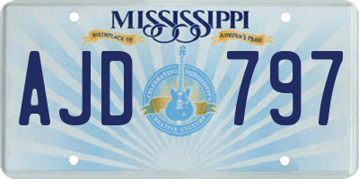 MS license plate AJD797