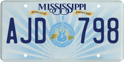 MS license plate AJD798
