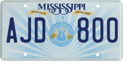 MS license plate AJD800