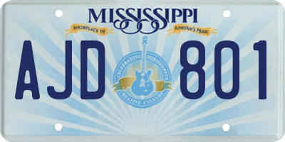 MS license plate AJD801