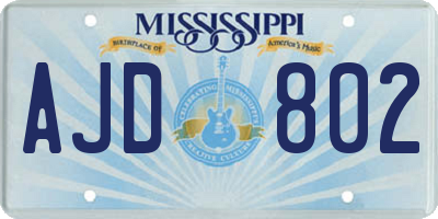 MS license plate AJD802