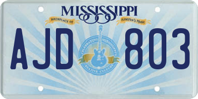 MS license plate AJD803