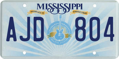 MS license plate AJD804