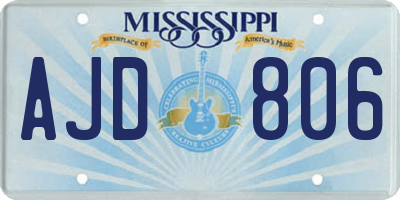 MS license plate AJD806