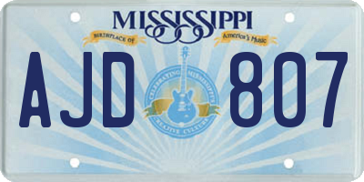 MS license plate AJD807