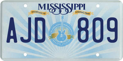MS license plate AJD809