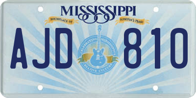 MS license plate AJD810
