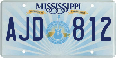 MS license plate AJD812