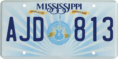 MS license plate AJD813