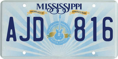 MS license plate AJD816
