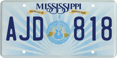 MS license plate AJD818