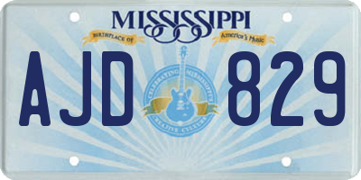 MS license plate AJD829