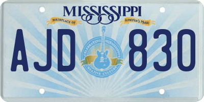 MS license plate AJD830