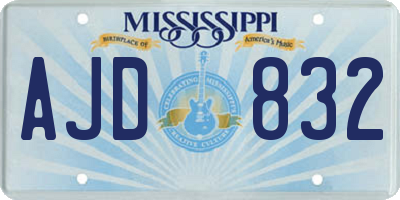 MS license plate AJD832