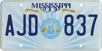 MS license plate AJD837