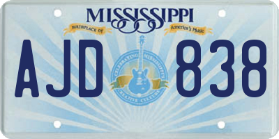 MS license plate AJD838