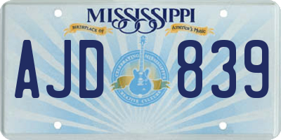 MS license plate AJD839