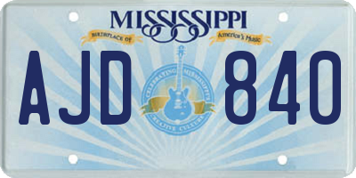 MS license plate AJD840