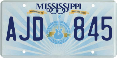 MS license plate AJD845