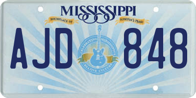 MS license plate AJD848