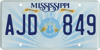 MS license plate AJD849