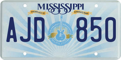 MS license plate AJD850