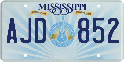 MS license plate AJD852