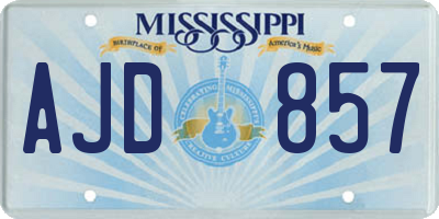 MS license plate AJD857