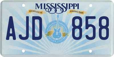 MS license plate AJD858