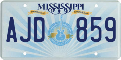 MS license plate AJD859