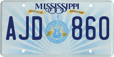 MS license plate AJD860