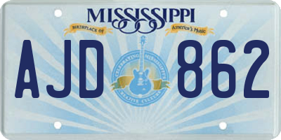 MS license plate AJD862